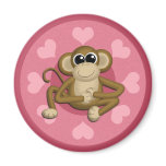 Monkey Me Pink Love magnet