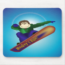 Monkey on a Snowboard Mouse Pad