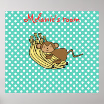 Monkey on bananas poster