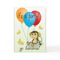 Monkey Party Invitation - Kids Cards