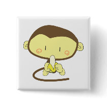 Monkey peeling a banana button