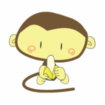 Monkey peeling a banana cut out