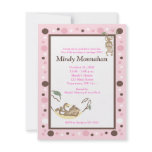 Monkey Pink Brown Girly Trendy Birthday 4.25 x 5.5 invitations