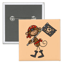 Monkey Pirate With Flag Tshirts and Gifts Buttons