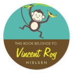 Monkey Round Bookplates stickers