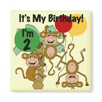 Monkey Shine 2nd Birthday Tshirts and Gifts Refrigerator Magnets