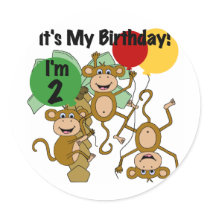 Monkey Shine 2nd Birthday Tshirts and Gifts Sticker