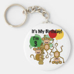 Monkey Shine 3rd Birthday T-shirts and Gifts Key Chain