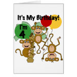 Monkey Shine 4th Birthday Tshirts and Gifts Greeting Card