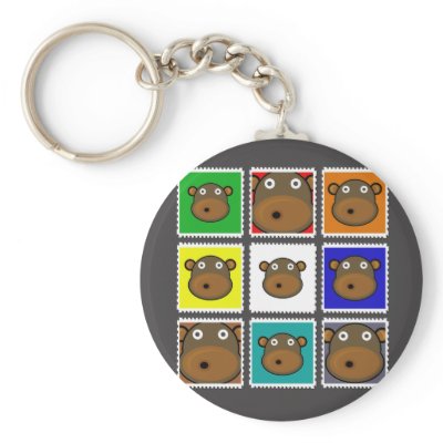 Monkey Stamp Grey Key Chains by NM_Designs