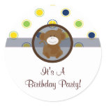 monkey sticker blue brown cute sweet birthday