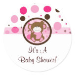 monkey sticker pink brown cute  sweet Baby Shower