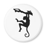 Monkey Swinging in Tree Silhouette Cartoon magnets