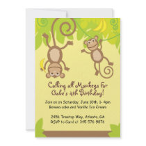 Monkey Themed  Birthday Party Invitation