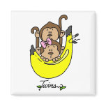 Monkey Twin Boy and Girl Tshirts and Gifts magnets