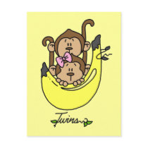 Monkey Twin Boy and Girl Tshirts and Gifts Post Cards