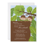 Monkey Twins Baby Shower Invitation Boy Girl