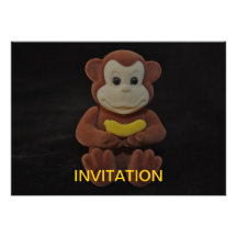 Monkey with banana INVITATION