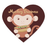 Monkey with Hotdog Heart Stickers