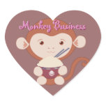 Monkey with Rice Bowl Heart Stickers