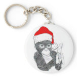 MONKEY WITH SANTA HAT AND BANANA keychains