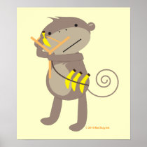 Monkey with Slingshot Poster