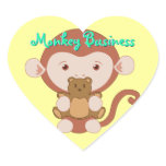 Monkey with Teddybear Heart Stickers