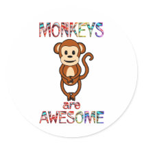 Monkeys are Awesome Round Sticker
