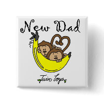 Monkeys Dad of Twin Boys Tshirts and Gifts Pinback Button