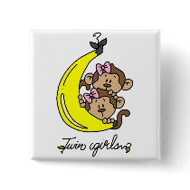 Monkeys Twin Girls T-shirts and Gifts Pins