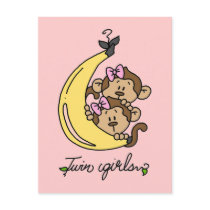 Monkeys Twin Girls T-shirts and Gifts Post Card