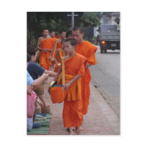 Monks Collecting Alms in Luang Prabang, Laos- 2 Post Cards