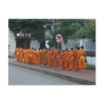 Monks Collecting Alms in Luang Prabang, Laos Post Cards