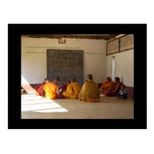 Monks in class postcard