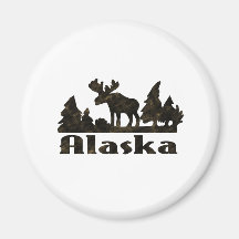 Mono Coloured Alaskan Moose Scene Fridge Magnets