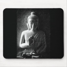 Monochrome Carved Buddha Mouse Pad