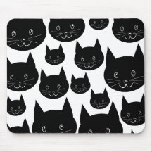 Monochrome Cat Design. Mouse Pad