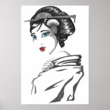 Monochrome geisha posters