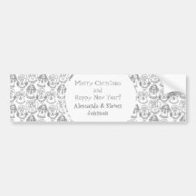 monochrome singing angels on white background bumper stickers