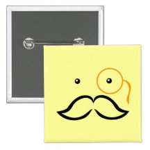 Monocle and Moustache Pinback Button