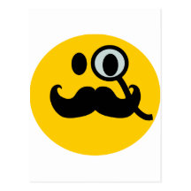 Monocle & Moustache Smiley (Customisable backgrnd) Postcards