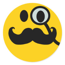 Monocle & Moustache Smiley (Customisable backgrnd) Sticker