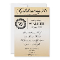 Monogram 70th Birthday Party Invitation