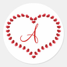 Monogram A Heart Wedding Favour Stickers