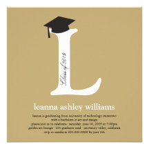 Monogram Alphabet Graduate Graduation Photo Party Custom Invitation