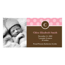 Monogram and Dots Birth Announcements Personalized Photo Card