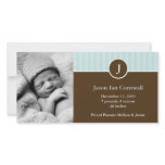 Monogram and Stripes Birth Announcements photo cards