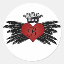 Monogram B Heart Bling Wedding Favour Stickers