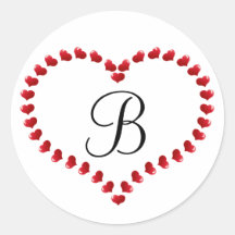 Monogram B Heart Wedding Favour Stickers