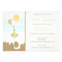 Monogram Balloon Baby Shower Invitation